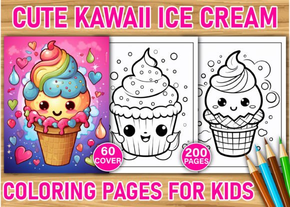 200 Kawaii Ice Cream Coloring Pages