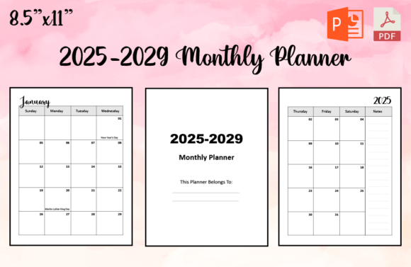 2025-2029 Monthly Planner: A Comprehensive Guide to Organizing Your Life