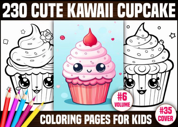 230 Cute Kawaii Cupcake Coloring Pages