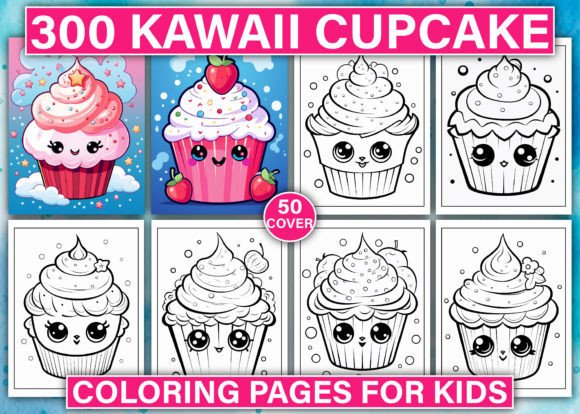 300 Cute Kawaii Cupcake Coloring Pages